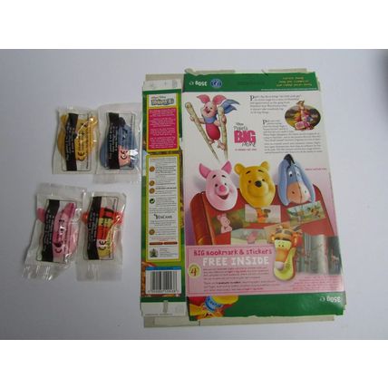 Kellogg`s 2003 Honey Bs - Piglets Big Movie Bookmarks Set of 4 & Cereal Box