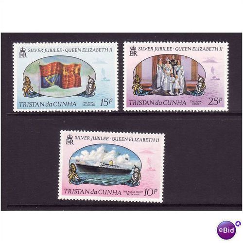TRISTAN DA CUNHA 1977 SILVER JUBILEE SET 3 VALS U/M MINT