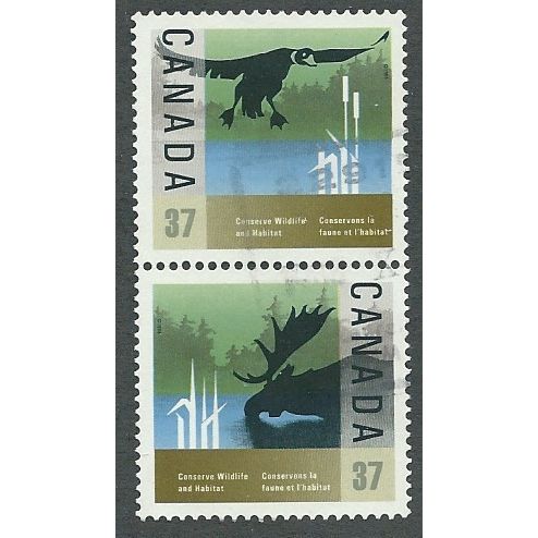 CAN 1988 SE~TE PAIR 37c 'WILDLIFE AND HABITAT ' FINE USED (EBID41-570)
