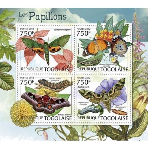 TOGO 2012 SHEET MNH BUTTERFLIES PAPILLONS SCHMETTERLINGEN FARFALLE MARIPOSAS 1