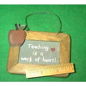 NEW TEACHER BLACKBOARD RULER WORK OF HEART APPLE ORNAMENT - GREAT TEACHER'S GIFT