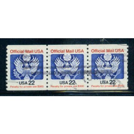 Used O136 22c Eagle Very Fine Strip of 3 C0885