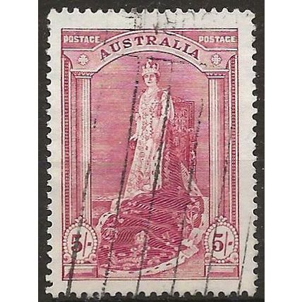 Australia 1938 SG176 5/- Claret Good+ Used .