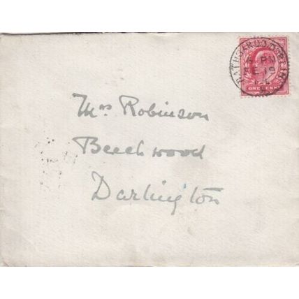 GB 1908 Dublin Rathmines-Darlington Cover written VGC