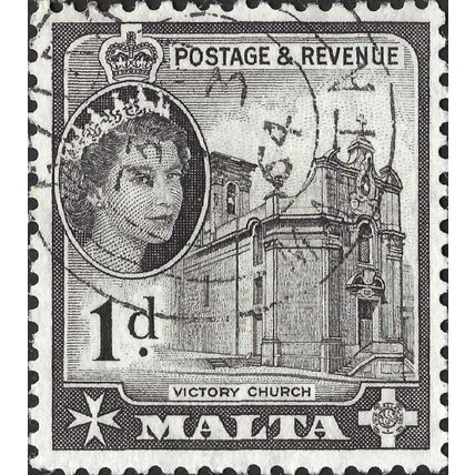 MALTA, Elizabeth II, Victory Church, Valletta, black 1956, 1d, #4