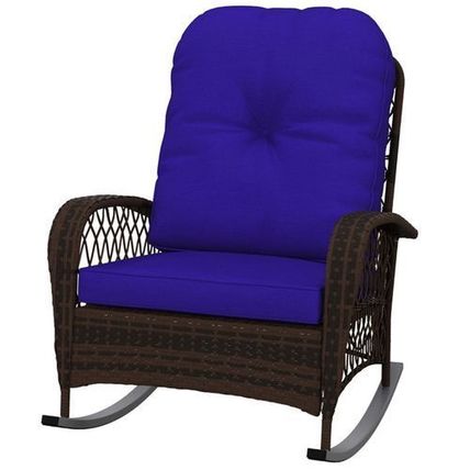 Outdoor PE Rattan Rocking Chair – Thick Padded Cushions, Powder-Coated Steel