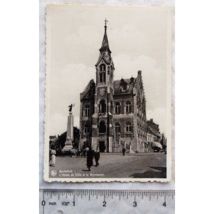 vintage postcard Rochefort Hotel de Ville and Monument