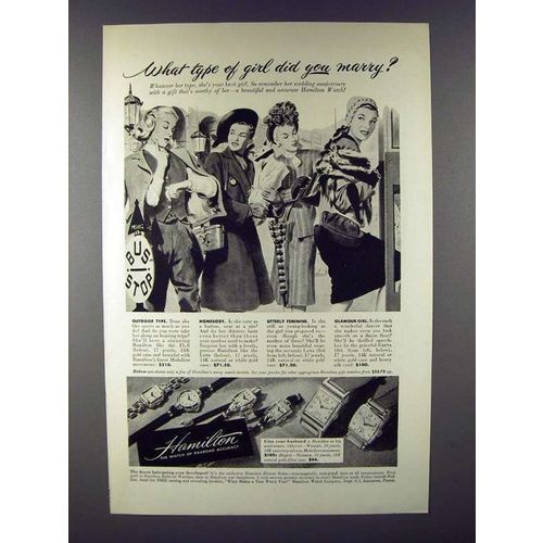 1947 Hamilton FL-6, Lynn, Lana, Greta, Norman Watch Ad