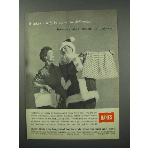 1960 Hanes Underwear Ad - Takes a Wife to Know