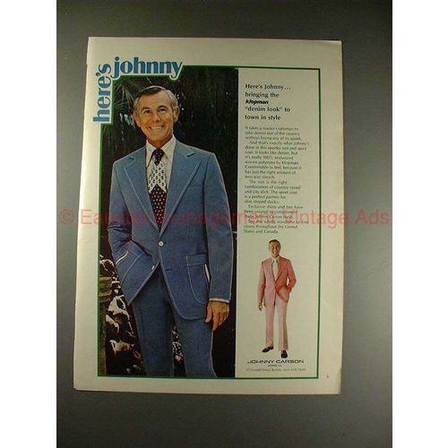 1973 Johnny Carson Apparel Ad - Klopman Denim Look!!