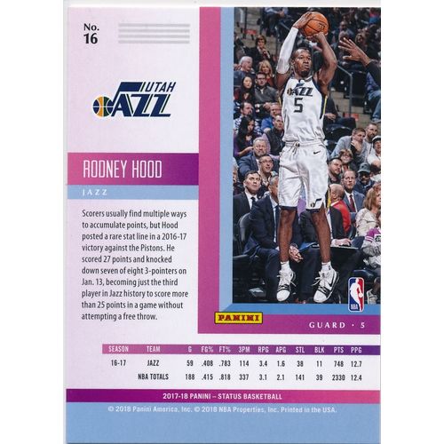 2017-18 Panini Status 16 Rodney Hood Utah Jazz