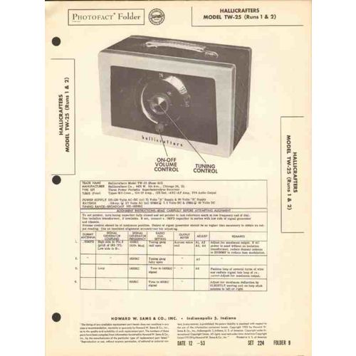 HALLICRAFTERS model TW-25 AM radio receiver Sams Photofact manual