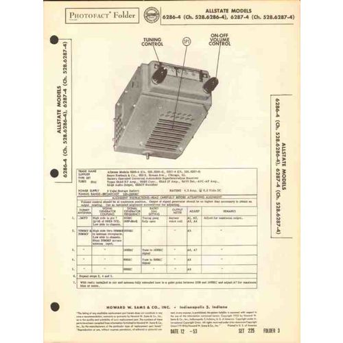 AIRLINE model 6286-4 6287-4 6 tube AM car radio Sams Photofact manual