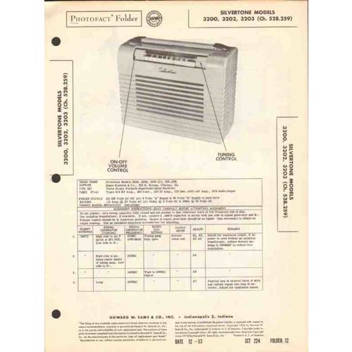 SILVERTONE model 320x 5 tube AM radio receiver Sams Photofact manual