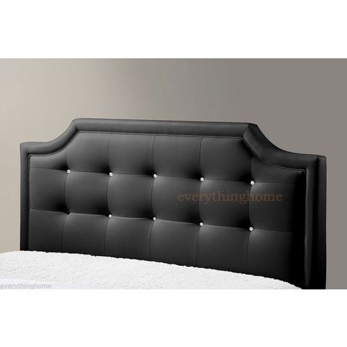 Queen Platform Bed Black Or White Faux Leather Scalloped Crystal Tufted New