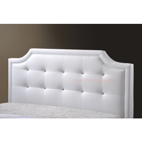 Queen Platform Bed Black Or White Faux Leather Scalloped Crystal Tufted New