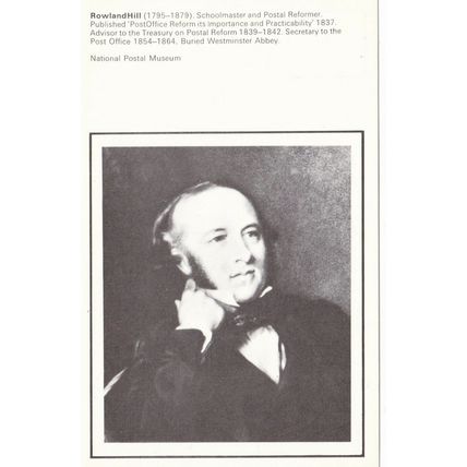 Rowland Hill Postal Reformer National Postcard Postcard unused VGC