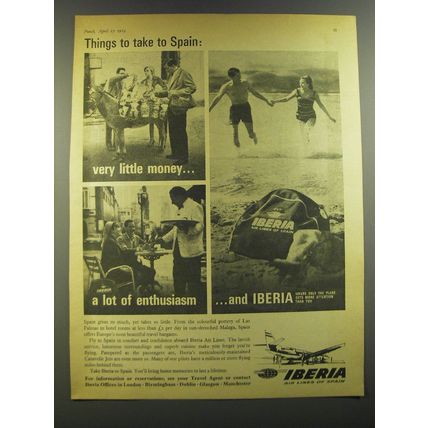1964 Iberia Air Lines Ad - Things to take to Spain