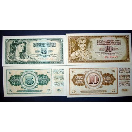 Yugoslavia 1968 - 1986 UNC Paper Money Banknote 7 Pieces Set New