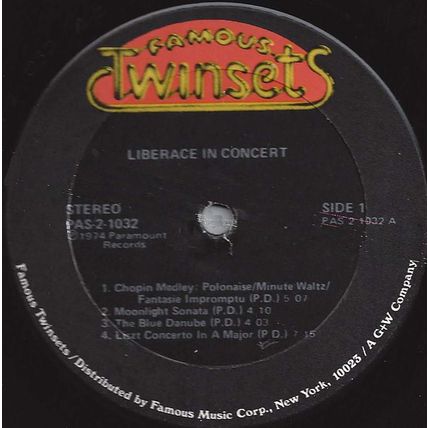Twinset stereo LP #PAS-2-1032 - "Liberace In Concert" - double LP - Gatefold!