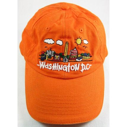 Pre-Owned Embroidered Orange Washington D.C. Souvenir Cap Hat, Small, Adjustable