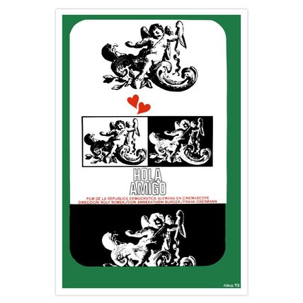 Graphic Design movie Poster.HOLA AMIGO.German.Room design art film.Love story.