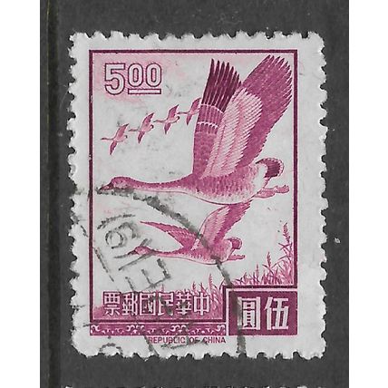 CHINA TAIWAN 1966 $5 PURPLE BEAN GEESE SG 591 FINE USED#
