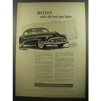 1952 Buick Cars Ad - Distance makes the heart grow fonder