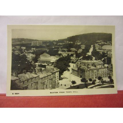 BUXTON FROM THE TOWN HALL, DERBYSHIRE unused antique postcard RP by WHS =