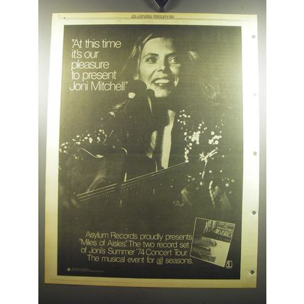 1975 Joni Mitchell Miles of Aisles Album Ad - At this time it's our pleasure