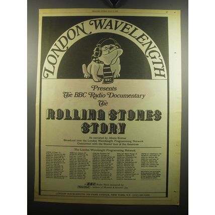 1975 BBC Radio Documentary The Rolling Stones Story Ad - London Wavelength