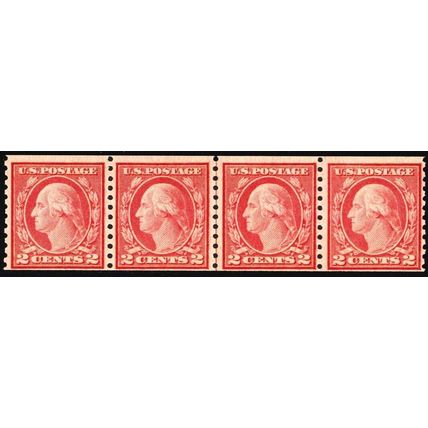 492, Mint NH 2¢ Coil Line Strip of Four CV $153 _ Stuart Katz
