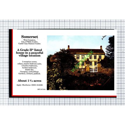 West Compton Somerset House Sale Advert - 1991 Cutting