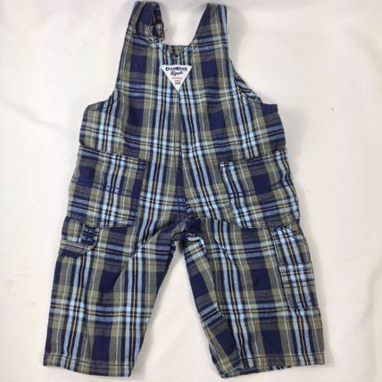 OshKosh B'gosh Baby Boy Infant Blue/Green Plaid Overalls Size 3 Months New w/Tag