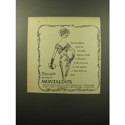 1960 Doop's and Montaldo's Dress by Max Lawrence Ad - Feminine Flattery