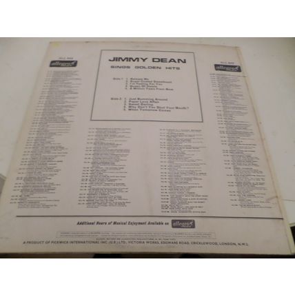 JIMMY DEAN - SINGS GOLDEN HITS - 1967 - 12" Vinyl LP - Allegro ALL 849