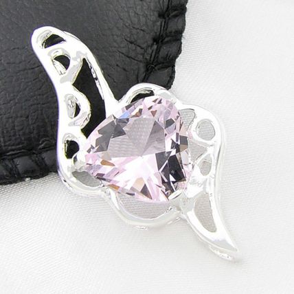 Silver Pink Topaz Twist Pendant Necklace Gift Boxed