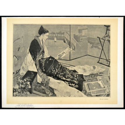GOLD SCREEN 1893 James Abbott McNeill Whistler VICTORIAN TINTED PRINT