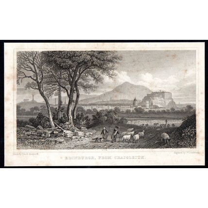 EDINBURGH, FROM CRAIGLEITH 1829 Thomas Hosmer Shepherd ANTIQUE ENGRAVING