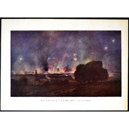 ARRAS CATHEDRAL FIRE 1915 François Flameng FRANCE WORLD WAR I PRINT