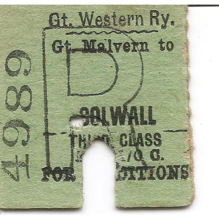 G.W.R. Edmondson Ticket - Great Malvern to Colwall