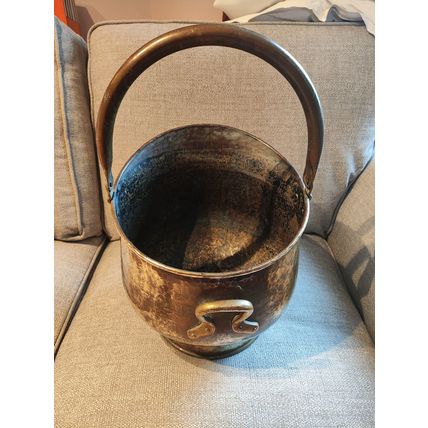 Vintage/Antique, Large, Brass & Bronze, Helmet Shaped, Coal Scuttle/Bucket