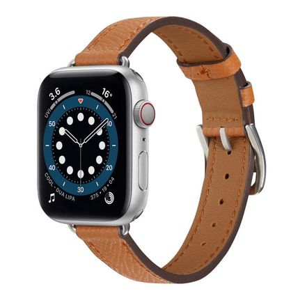 B Style Leather Strap Watchband For Apple Watch Series, 7 45mm / 6 & SE & 5 & 4