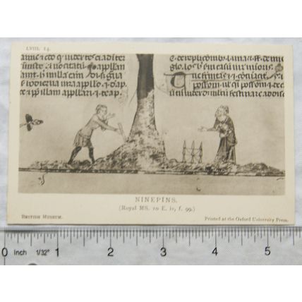 vintage postcard Ninepins - Mediaeval Sports & Pastimes