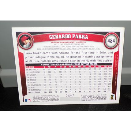 TOPPS 2011 GERARDO PARRA 2nd YEAR CARD #-484