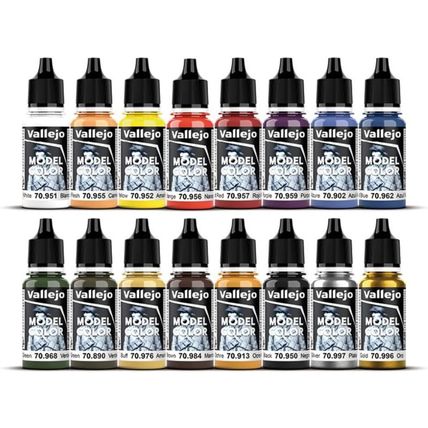 Vallejo - Model Color Basic Colors USA Set | Modeling Acrylic Paints | 16 Bottle