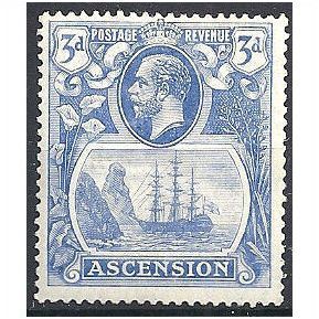 Ascension 1924 SG14 3d Blue Mounted Mint ..