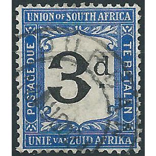 South Africa 1915 D4 3d Black & Bright Blue Postage Due Fine Used .. ..