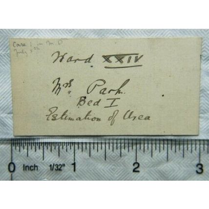Vintage card: Ward XXIV Mrs Park, Bed I, Estimation of Urea
