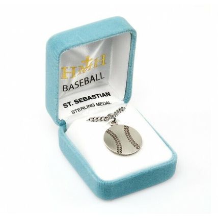 St.Sebastian Sterling Silver Baseball Medal Necklace